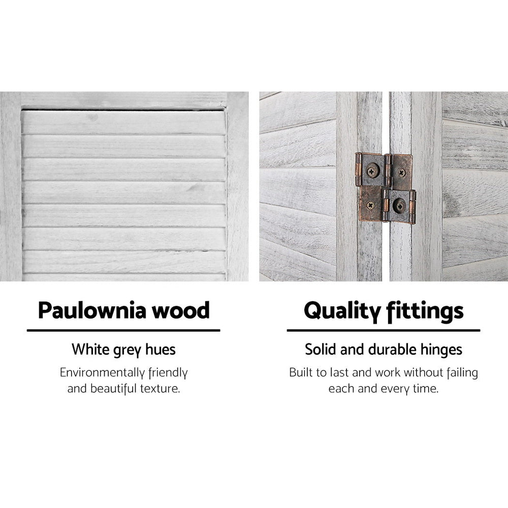 8 Panel Room Divider Screen 326x170cm Louver White