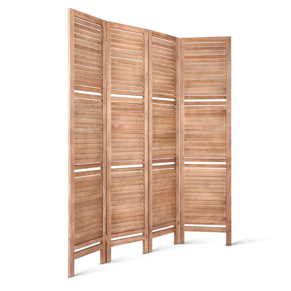 4 Panel Room Divider Screen 163x170cm Shelf Oak