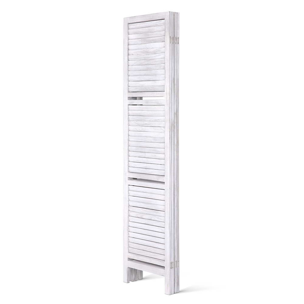 4 Panel Room Divider Screen 163x170cm Shelf White