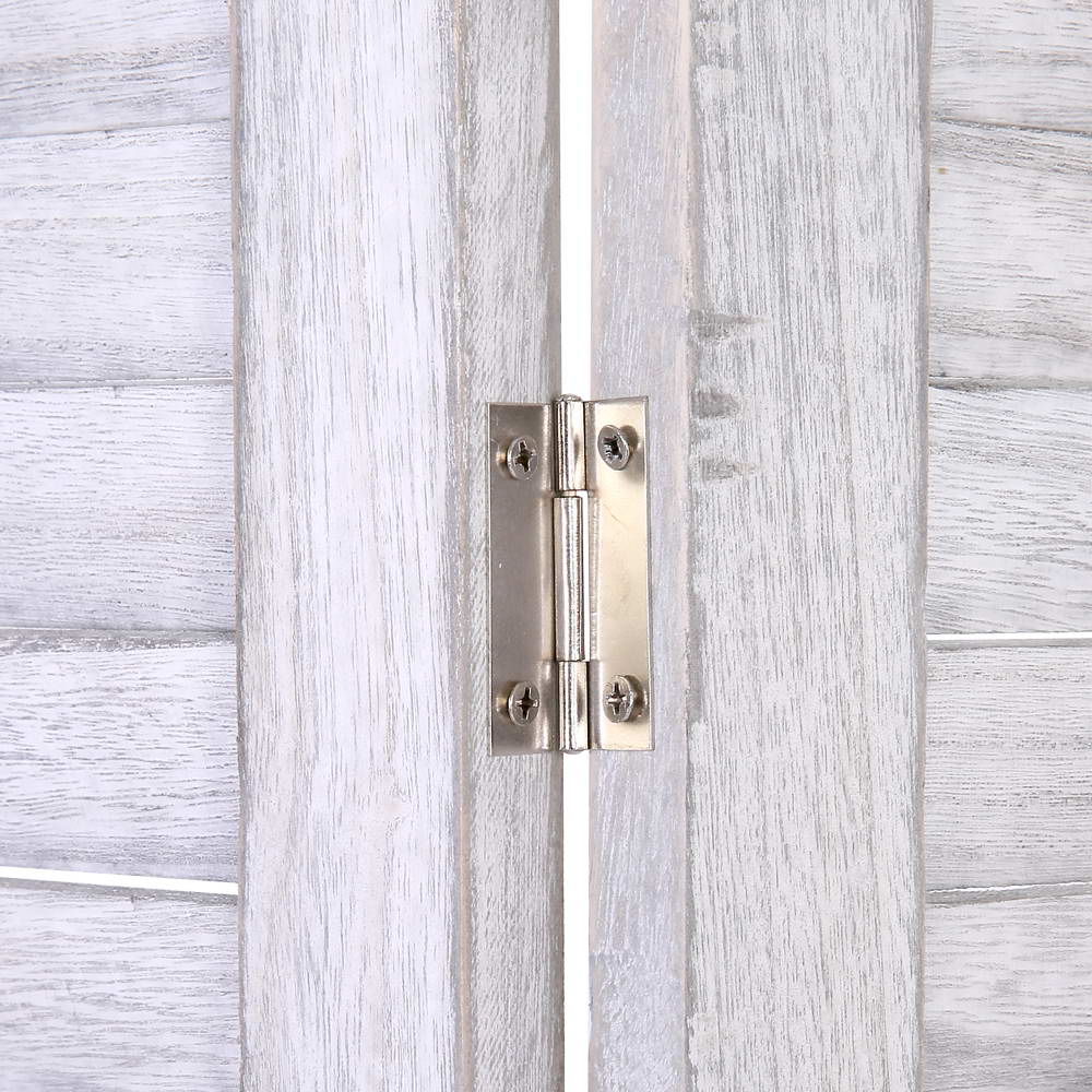 4 Panel Room Divider Screen 163x170cm Shelf White