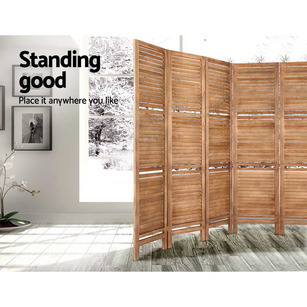 8 Panel Room Divider Screen 326x170cm Shelf Oak