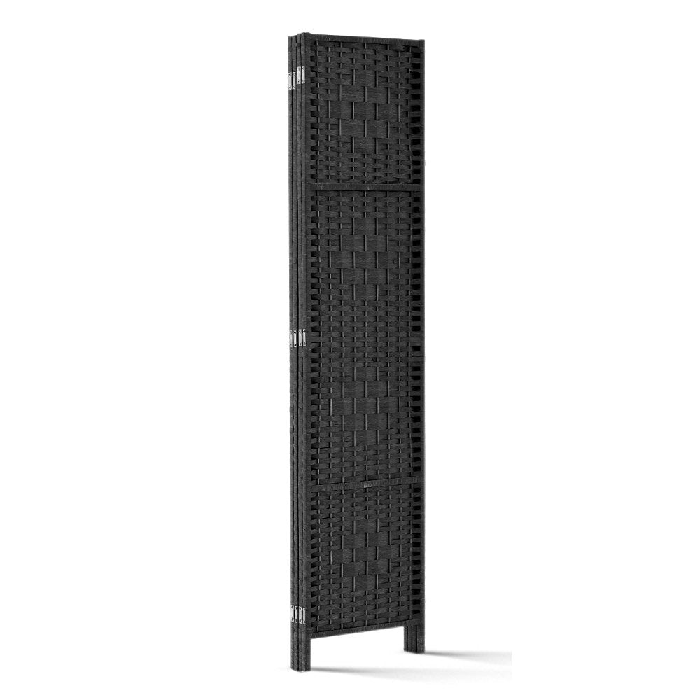 4 Panel Room Divider Screen 163x170cm Woven Black