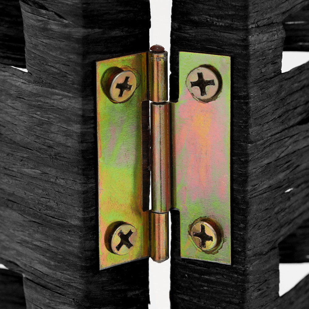 4 Panel Room Divider Screen 163x170cm Woven Black