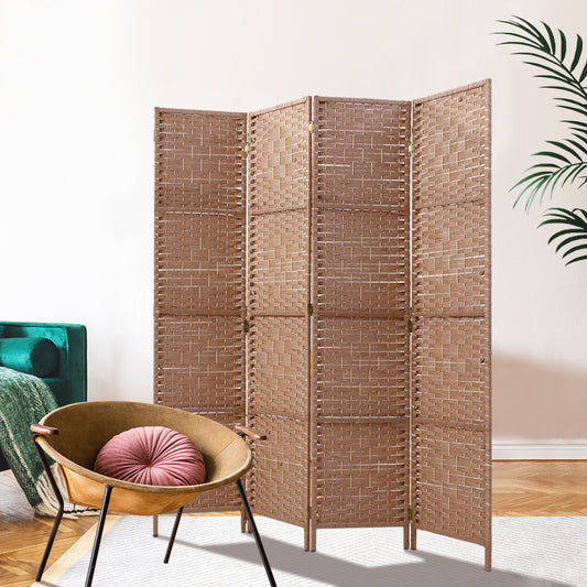 4 Panel Room Divider Screen 163x170cm Woven Natural