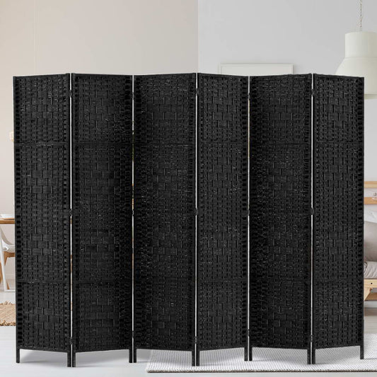 6 Panel Room Divider Screen 245x170cm Woven Black