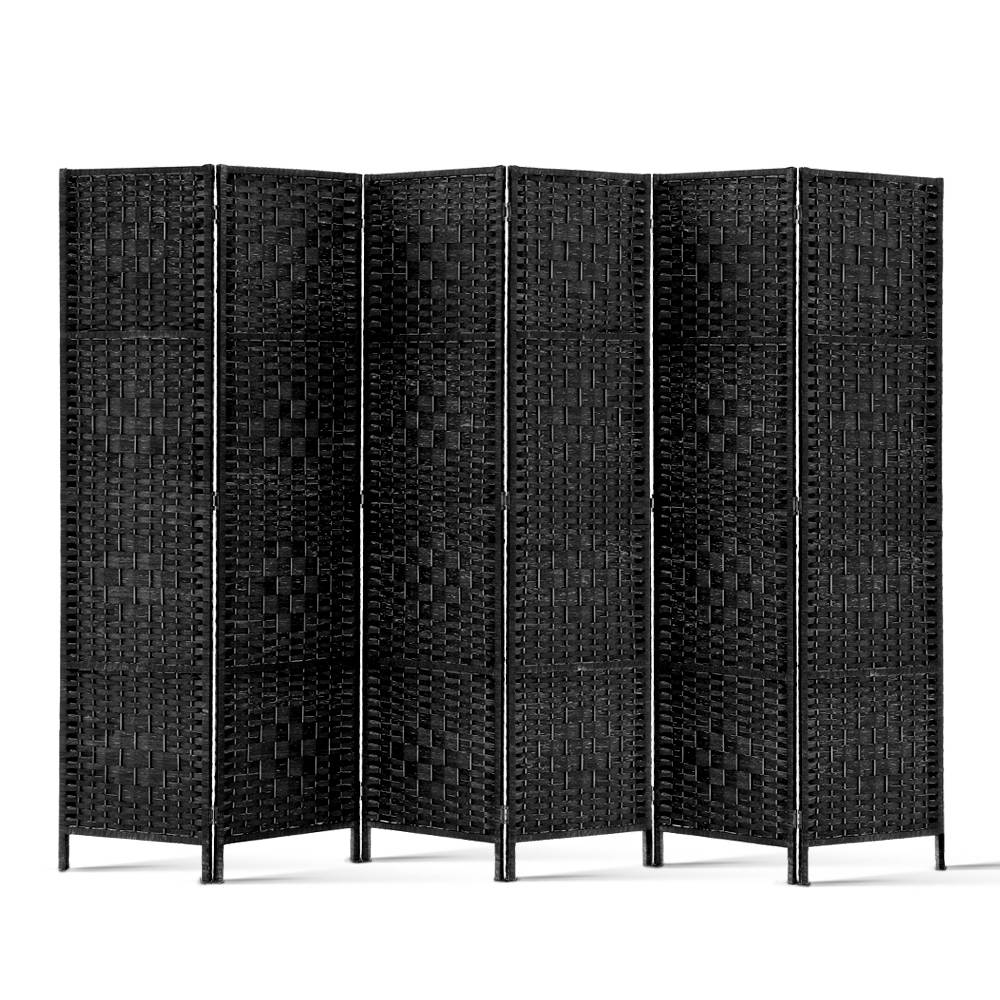 6 Panel Room Divider Screen 245x170cm Woven Black