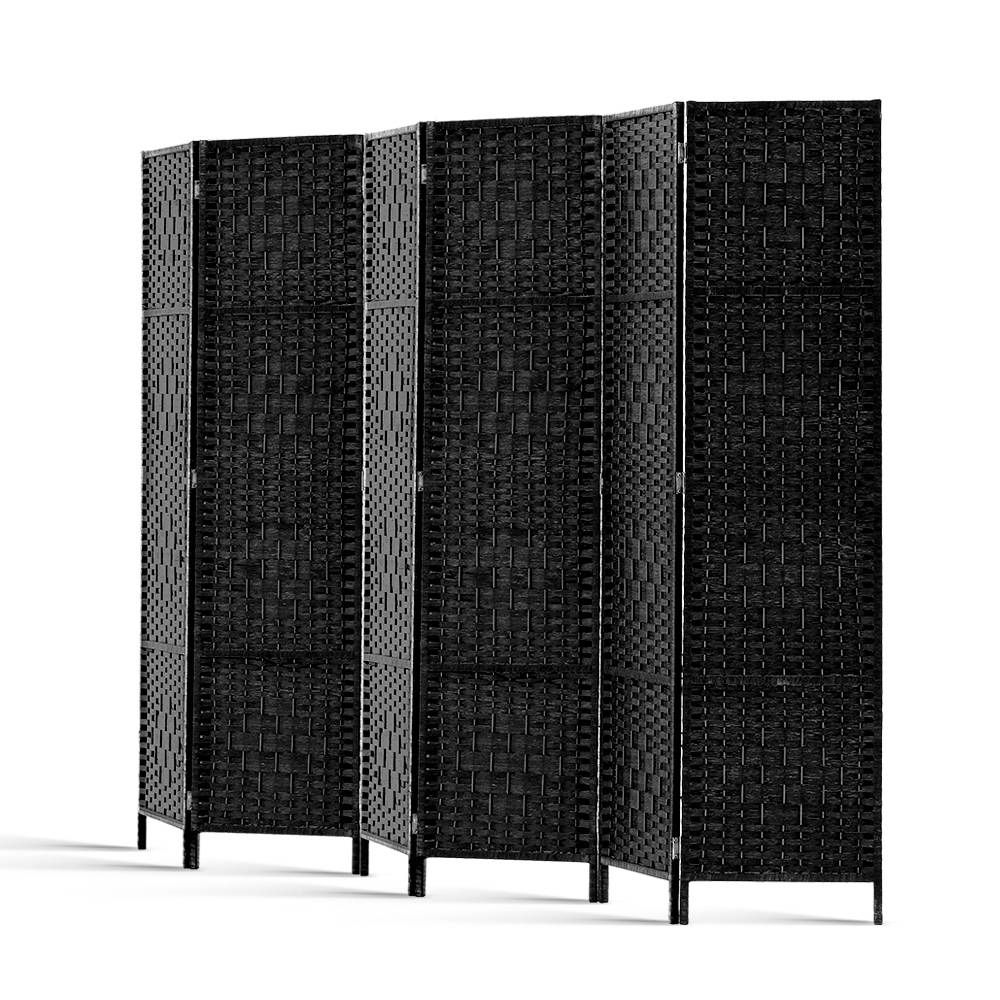 6 Panel Room Divider Screen 245x170cm Woven Black