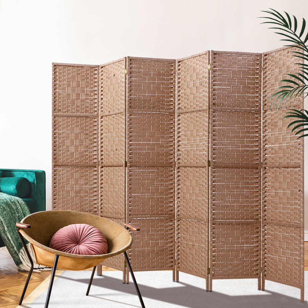 6 Panel Room Divider Screen 245x170cm Woven Natural