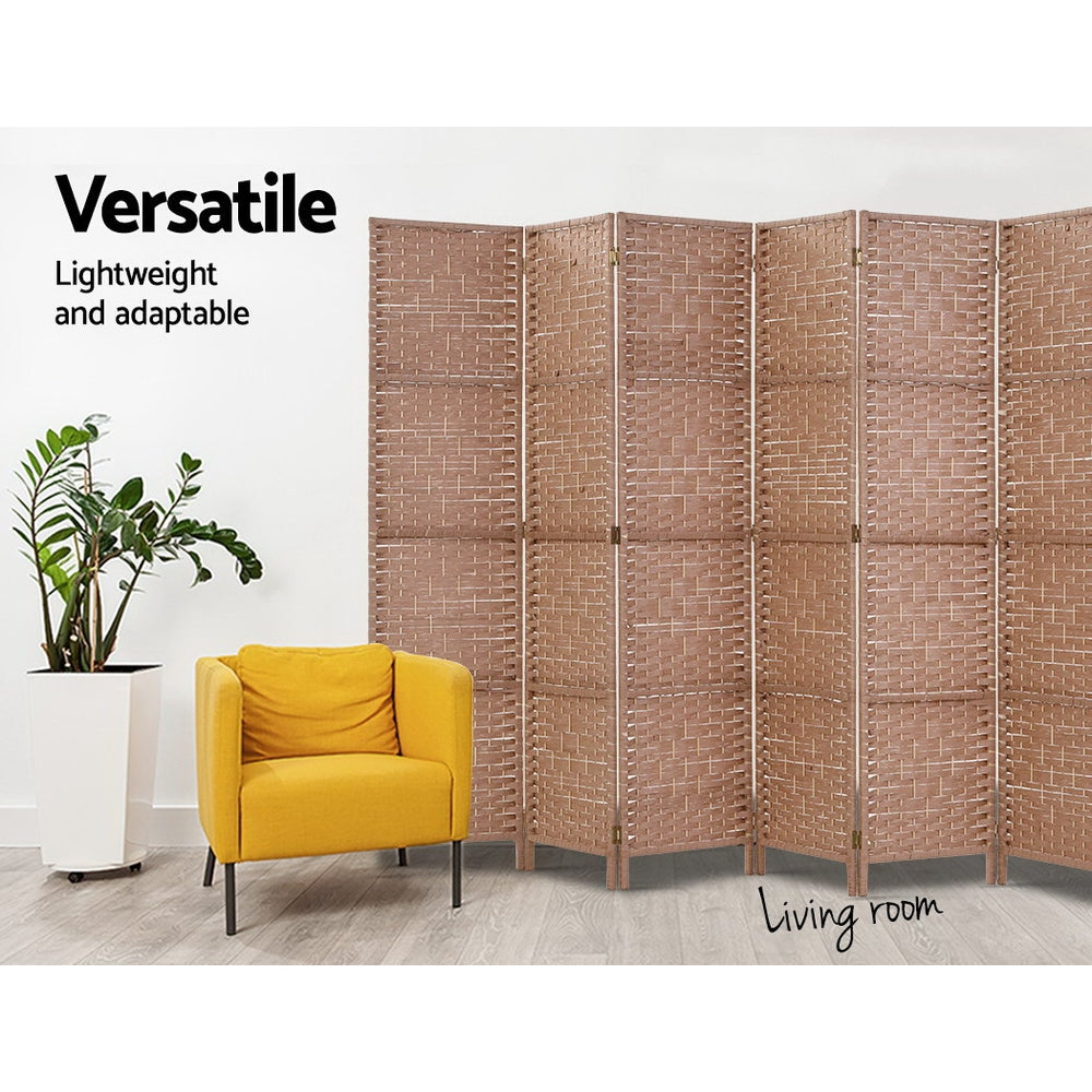 6 Panel Room Divider Screen 245x170cm Woven Natural