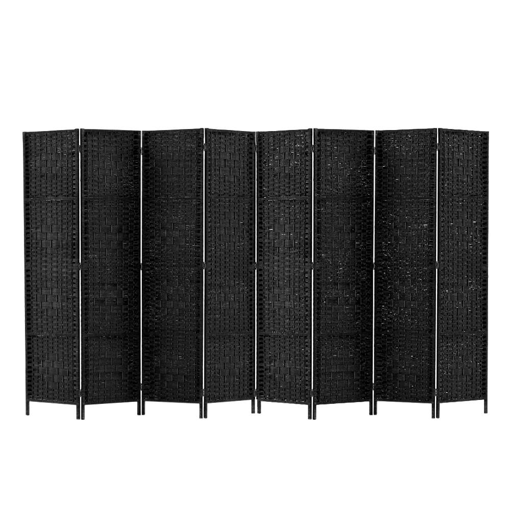 8 Panel Room Divider Screen 326x170cm Woven Black