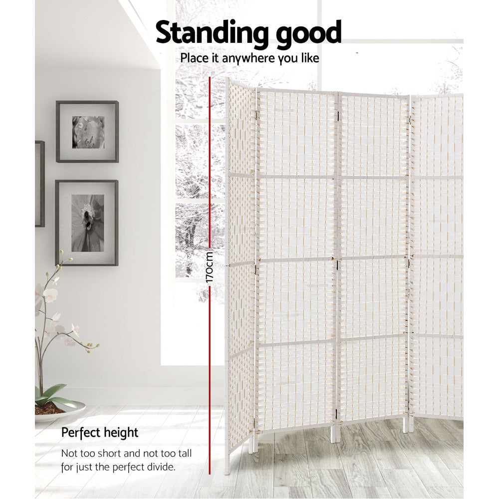 8 Panel Room Divider Screen 326x170cm Woven White