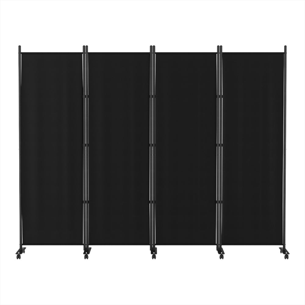 4 Panel Room Divider Screen 217cm Wheel Fabric Black