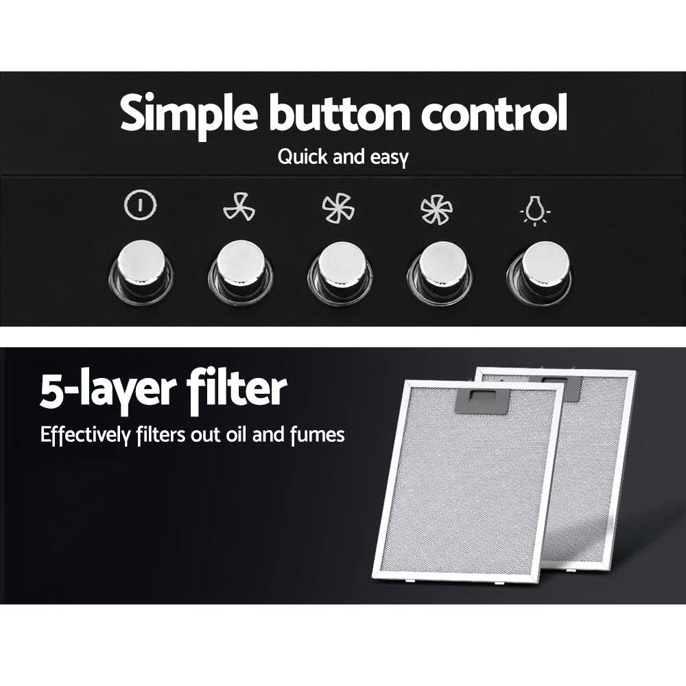600mm Range Hood 60cm Rangehood Black