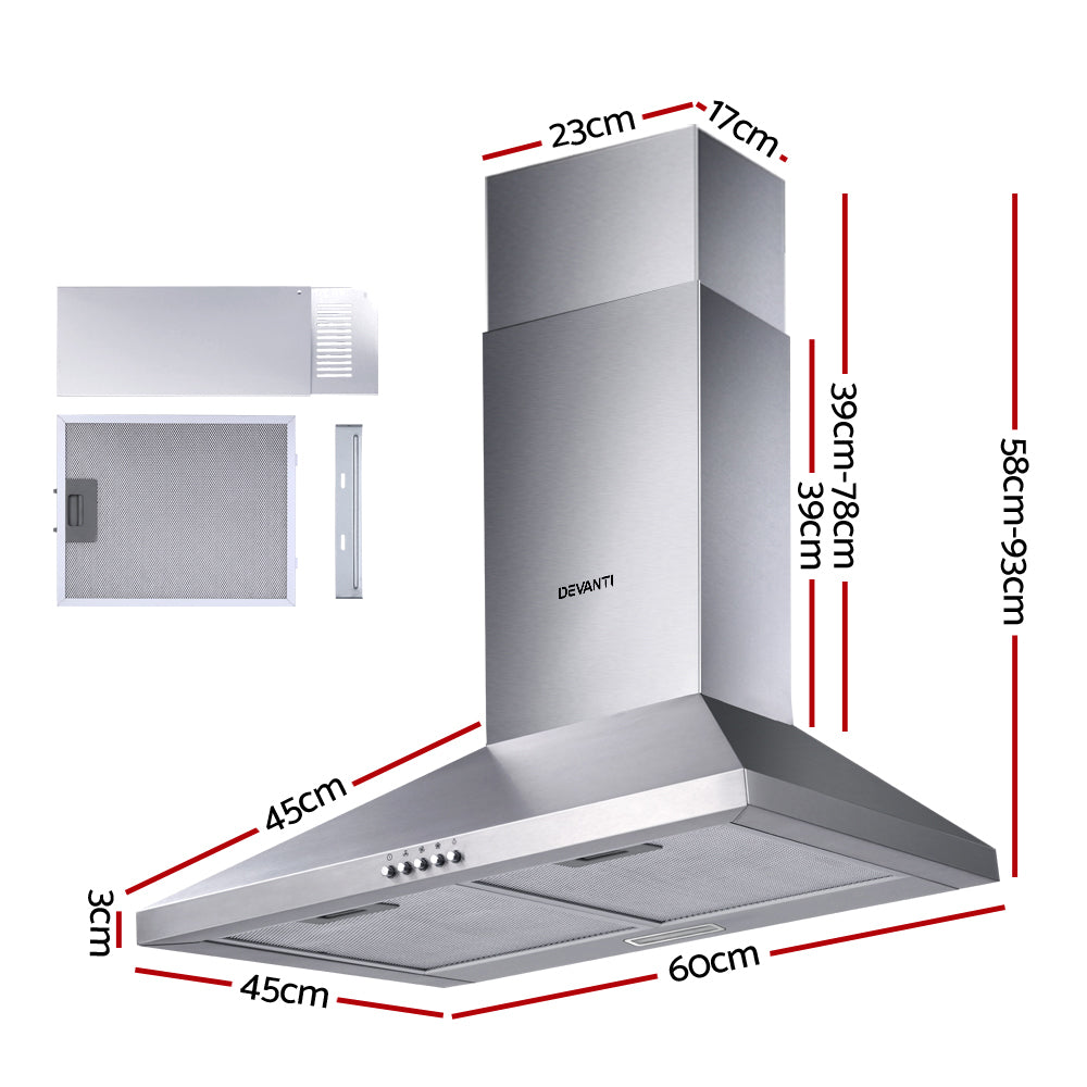 600mm Range Hood 60cm Rangehood Stainless Steel