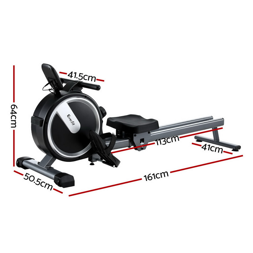 16 Level Magnetic Rowing Machine for Home with App Connect Black