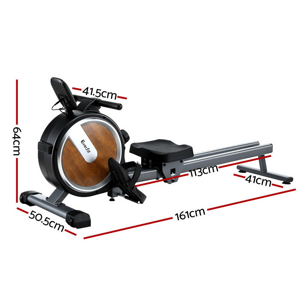 16 Level Magnetic Rowing Machine for Home with App Connect Walnut