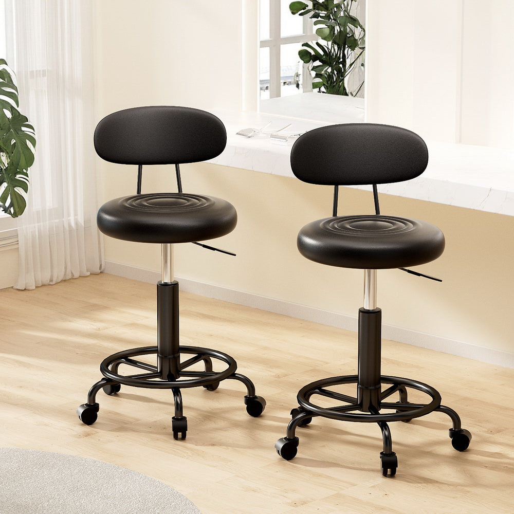 2x Salon Stool Swivel Chair Backrest