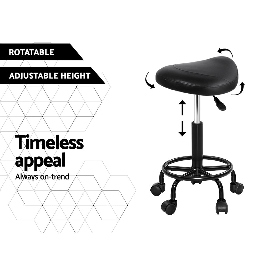 2x Salon Stool Saddle Swivel Chair