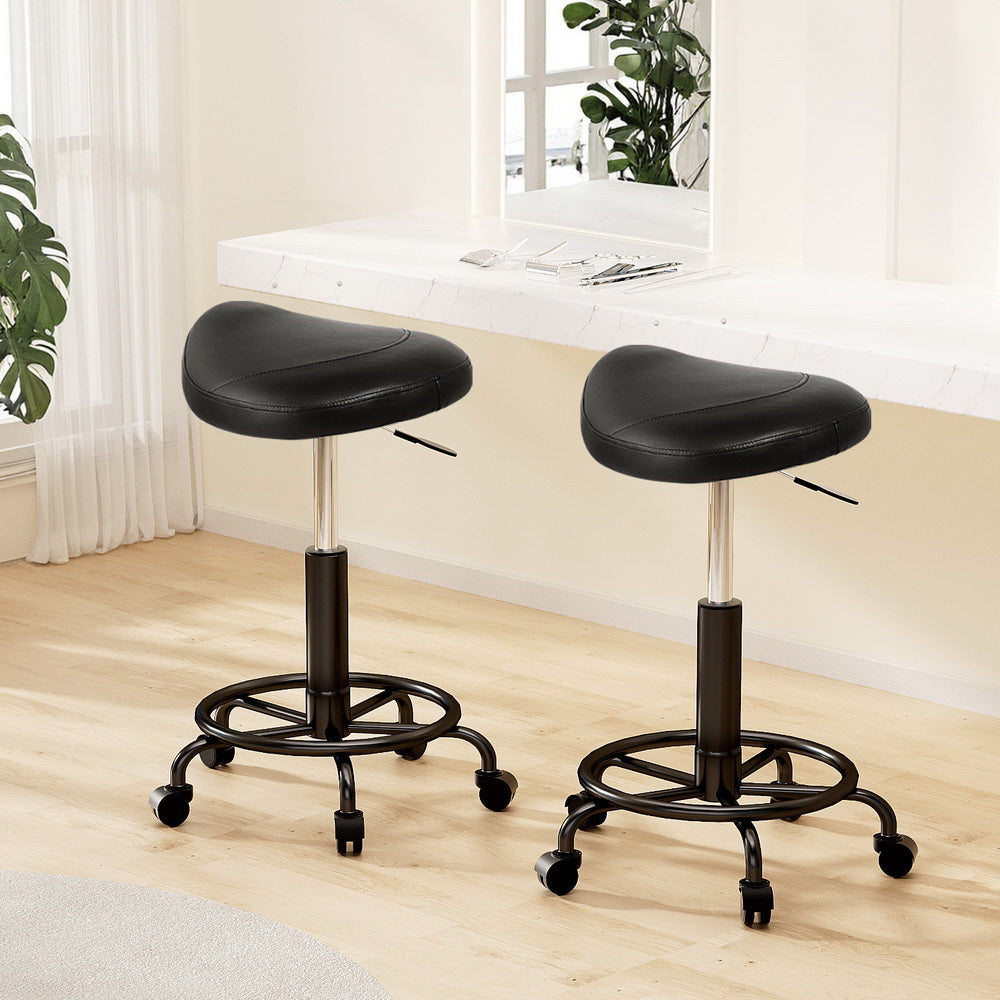 2x Salon Stool Saddle Swivel Chair