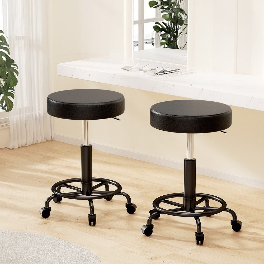 2x Salon Stool Round Swivel Chair