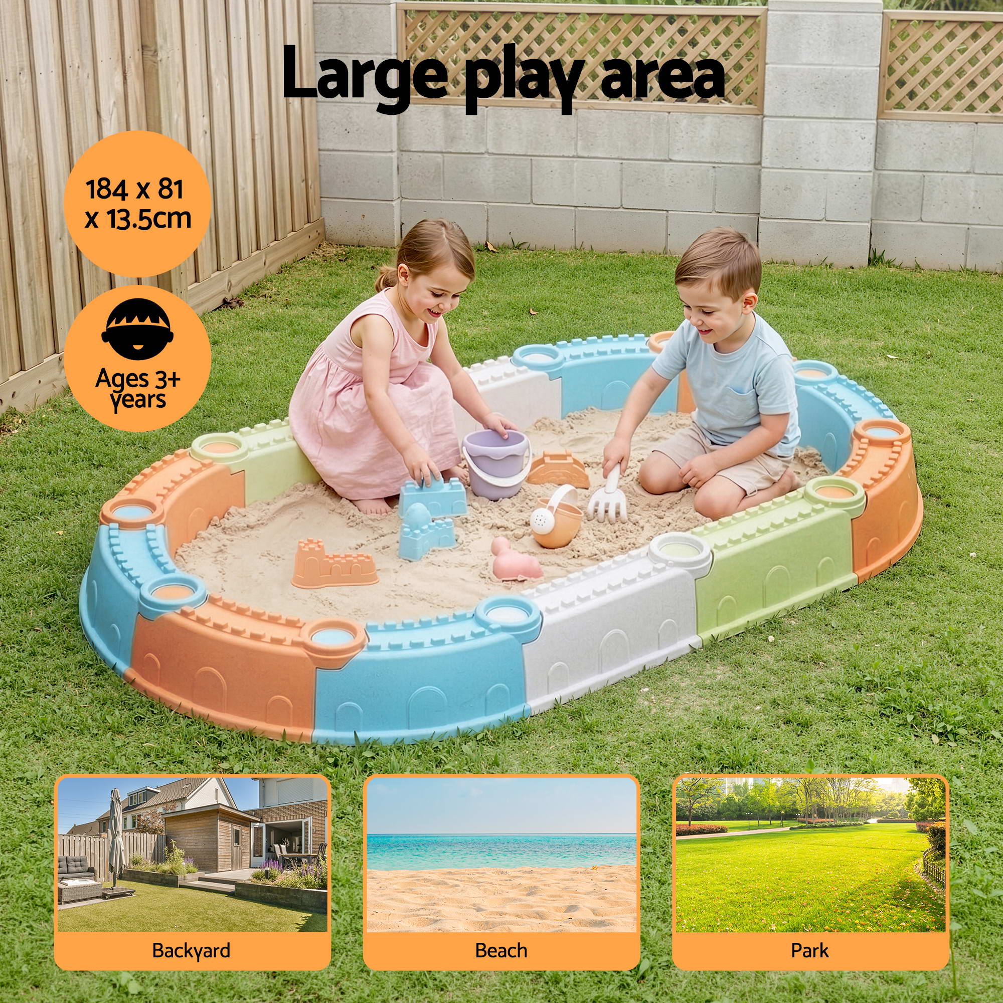 Keezi Kids Sandpit Set Beach Toys Sand Box Outdoor Backyard Play Area