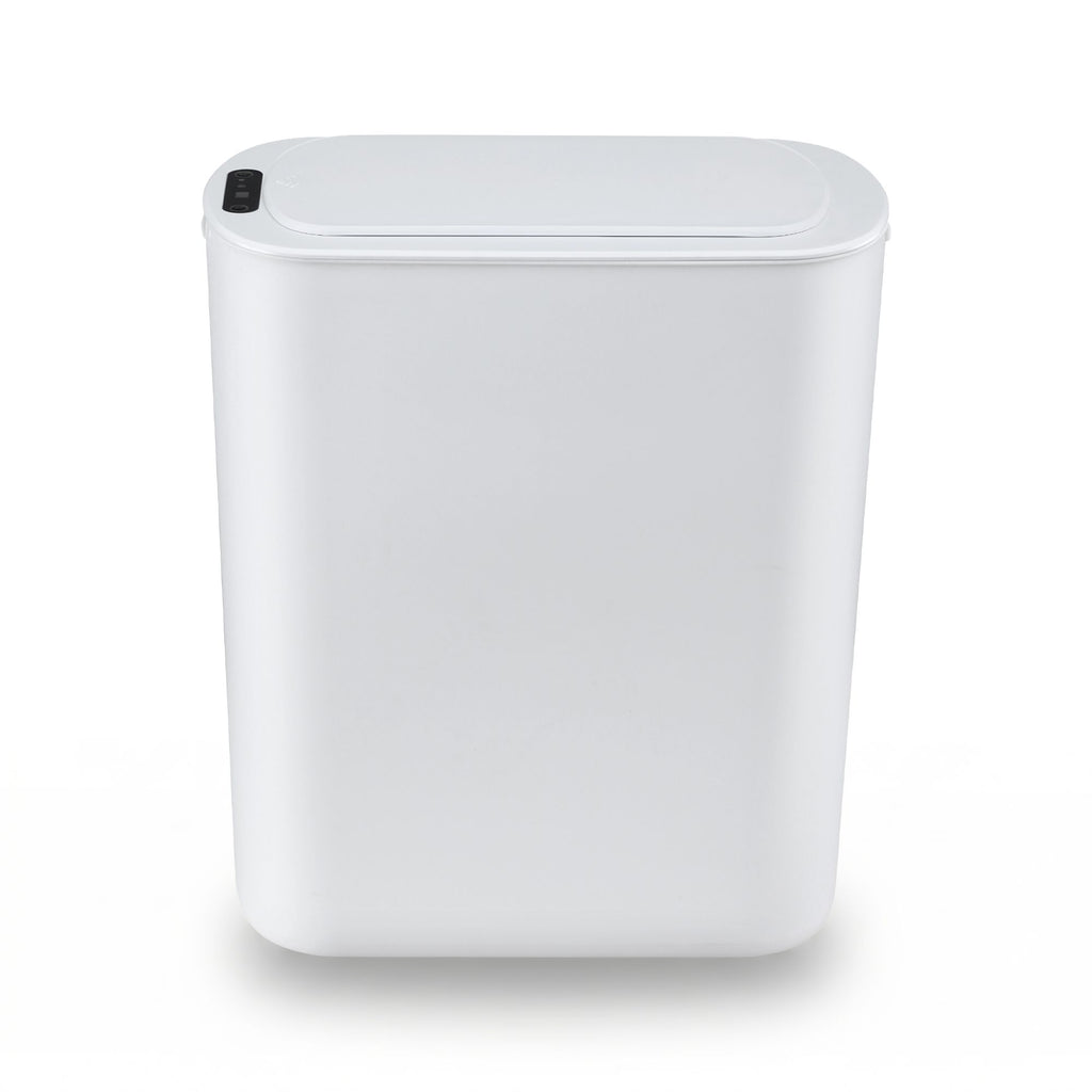 Devanti Automatic Trash Bin with Lid 21L Motion Sensor Kitchen Bin Touchless Garbage Can Plastic Slim Rubbish Bin with Liner Holder for Kitchen, Home, Office, White