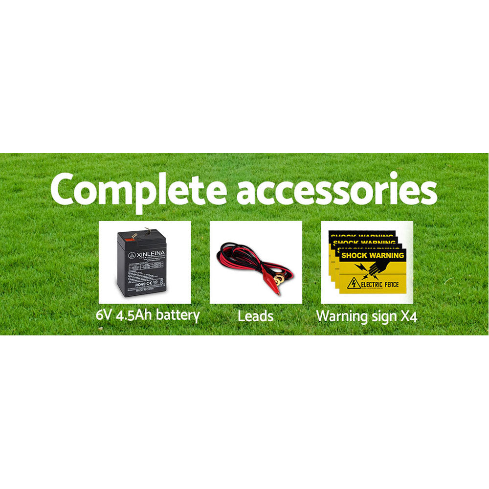 Fence Energiser 3KM Solar Powered 0.1J Electric Fencing Charger