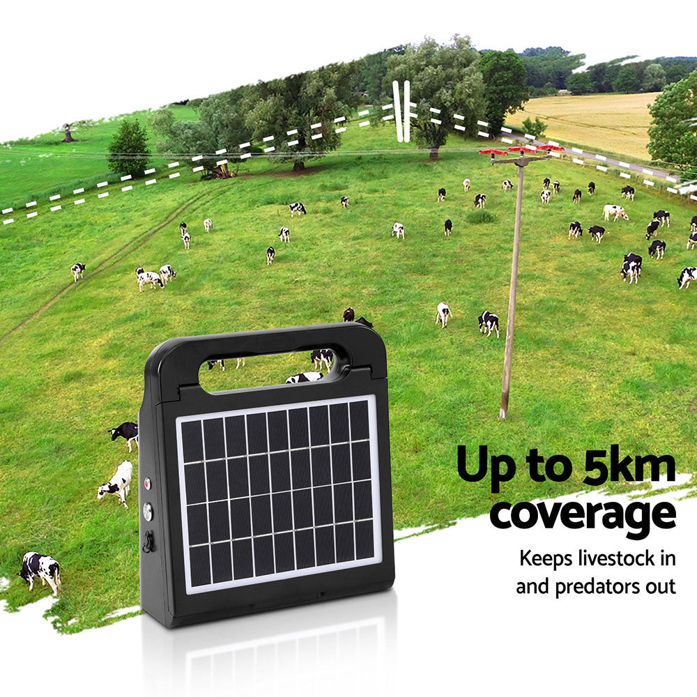 5km Electric Fence Energiser Solar Energizer Charger Farm Animal 0.15J