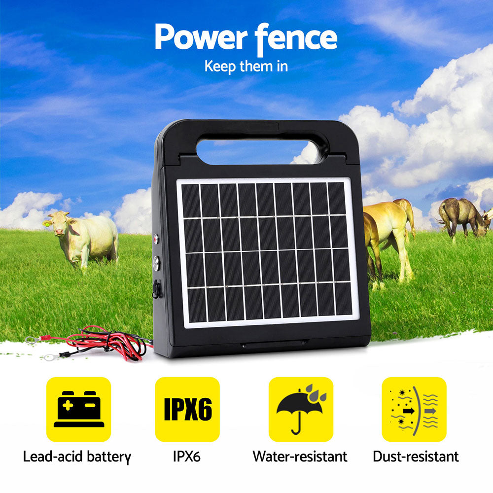 10km Electric Fence Energiser Solar Energizer Charger Farm Animal 0.3J