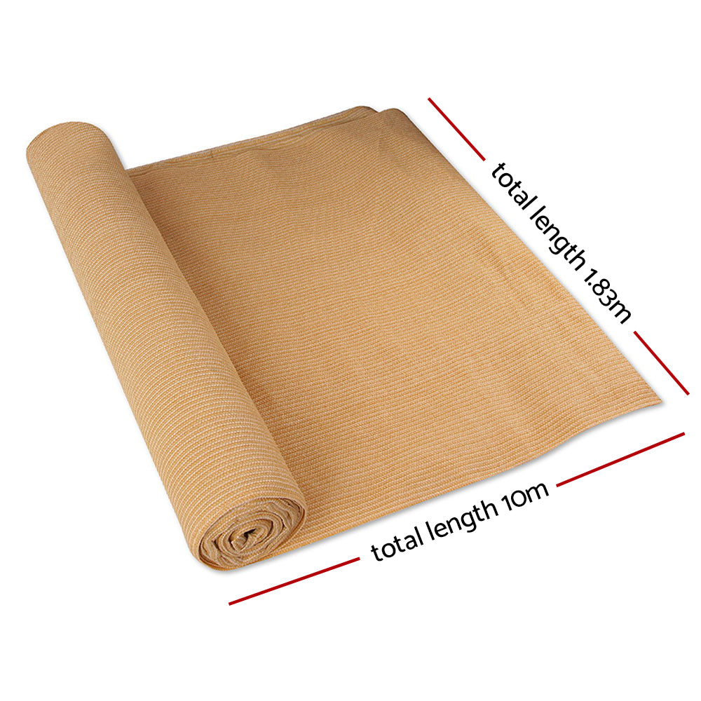 90% Shade Cloth 1.83x10m Shadecloth Sail Heavy Duty Beige