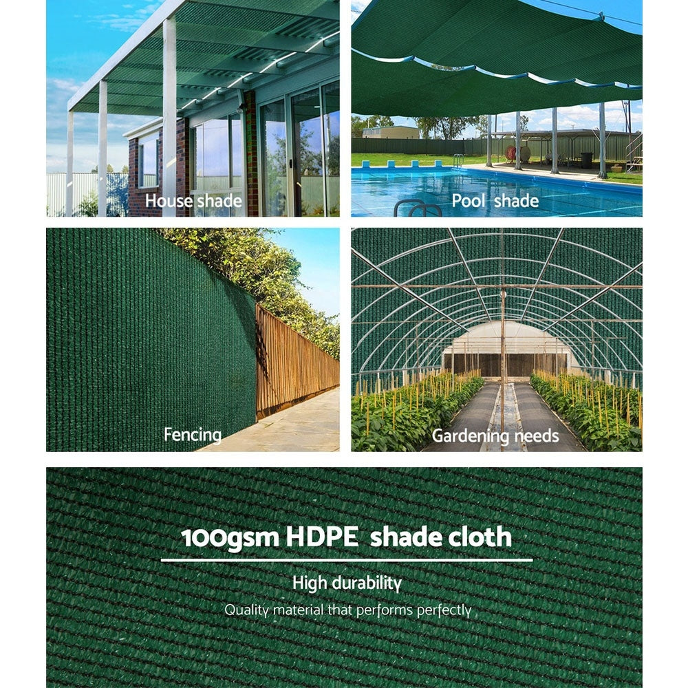 50% Shade Cloth 3.66x10m Shade Cloth Sail Heavy Duty Shadecloth Garden Mesh Roll Green