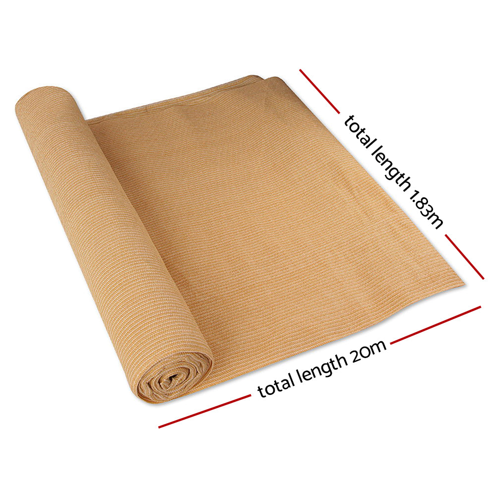 70% Shade Cloth 1.83x20m Shadecloth Sail Heavy Duty Beige
