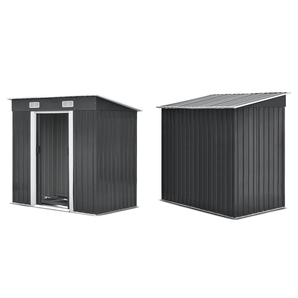Garden Shed 1.94x1.21M w/Metal Base Sheds Outdoor Storage Tool Steel House Sliding Door