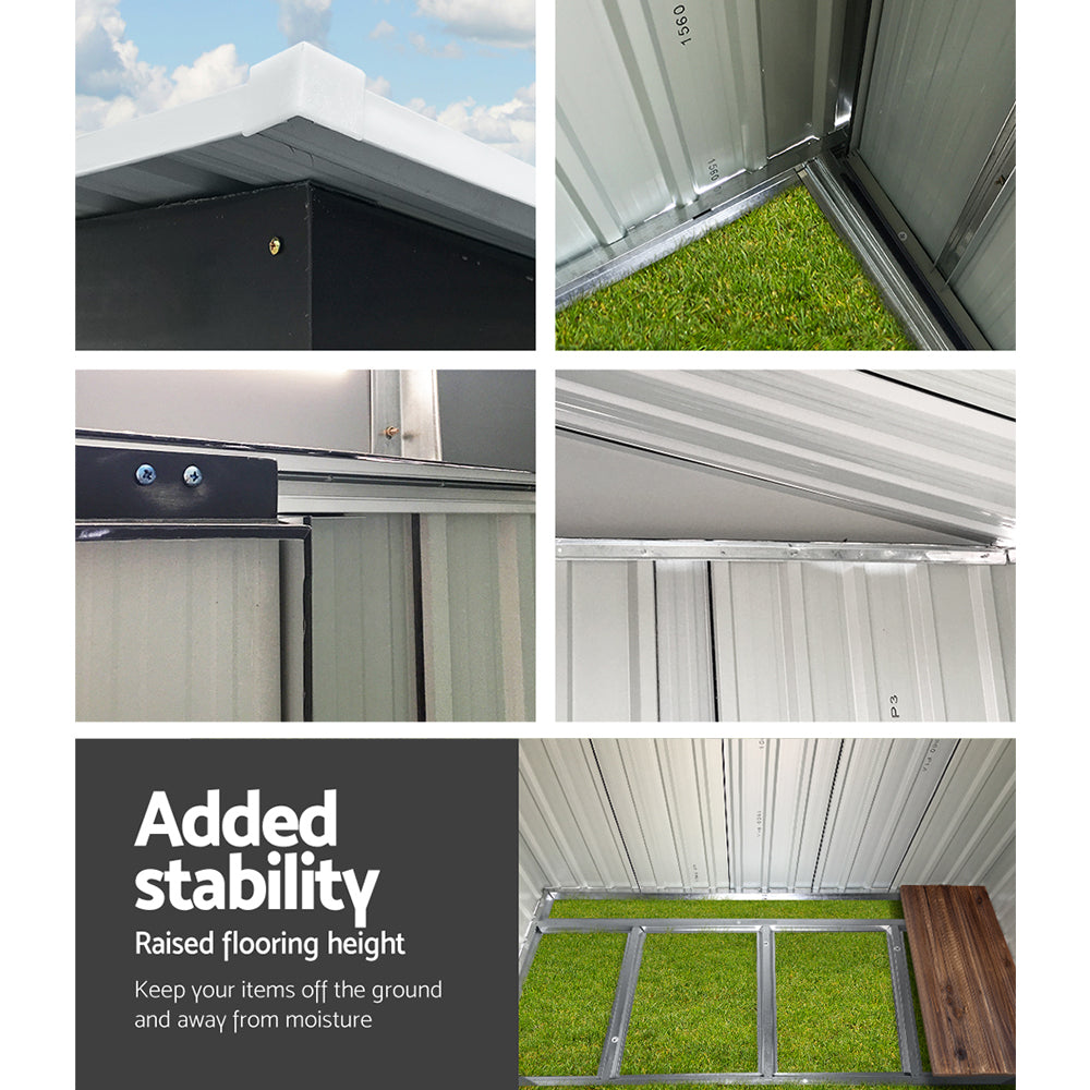 Garden Shed 1.94x1.21M w/Metal Base Sheds Outdoor Storage Tool Steel House Sliding Door