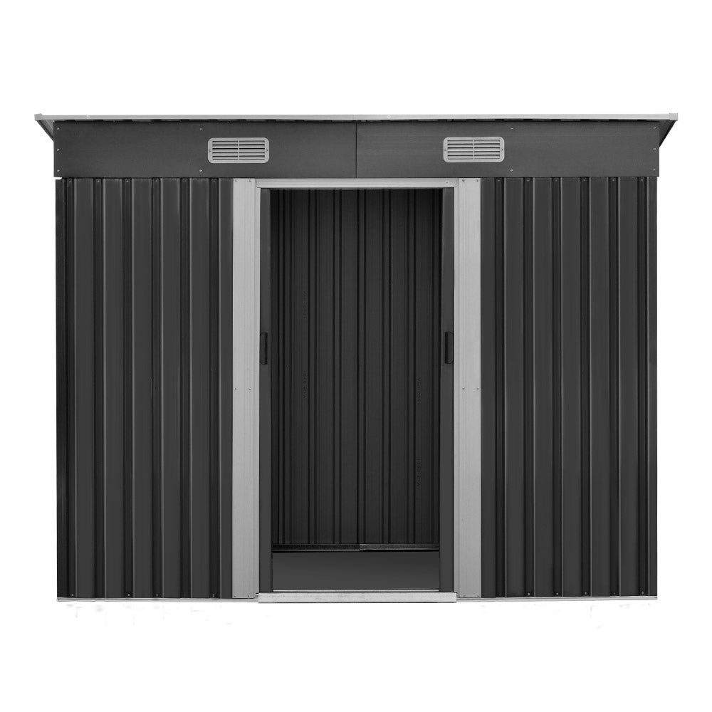 Garden Shed 2.38x1.31M Sheds Outdoor Storage Tool Metal Workshop Shelter Sliding Door