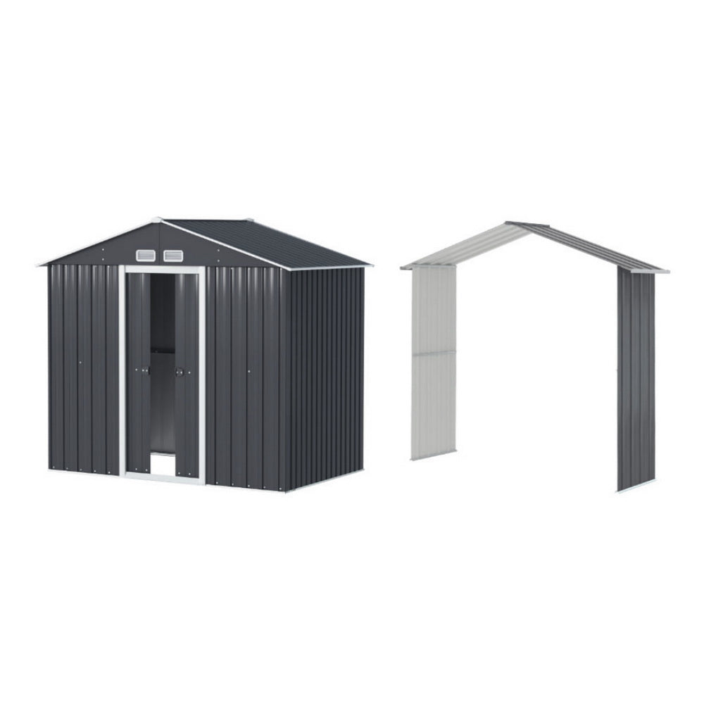 Garden Shed Outdoor Storage 2.15x1.74M Tool Workshop House w/Extension Kit