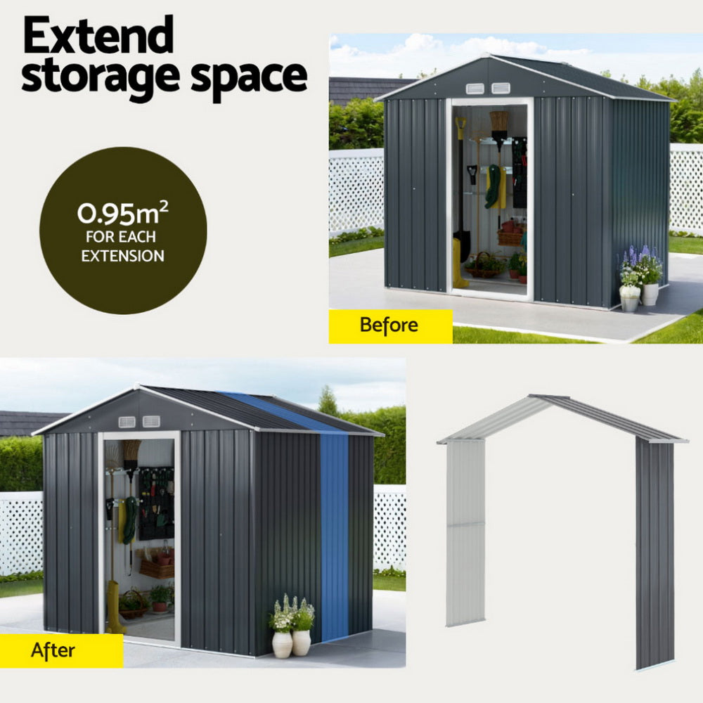 Garden Shed Outdoor Storage 2.15x1.74M Tool Workshop House w/Extension Kit