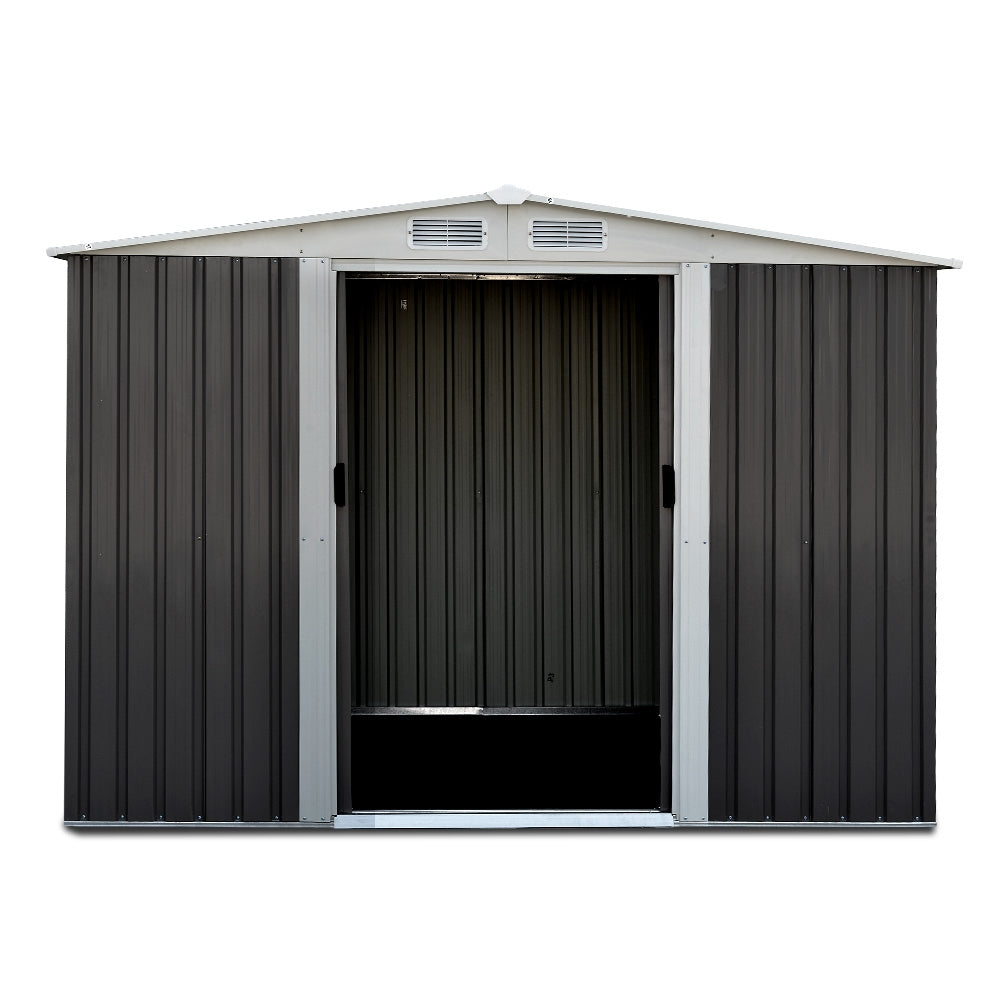 Garden Shed 2.58x2.07M Sheds Outdoor Storage Workshop Metal Shelter Sliding Door
