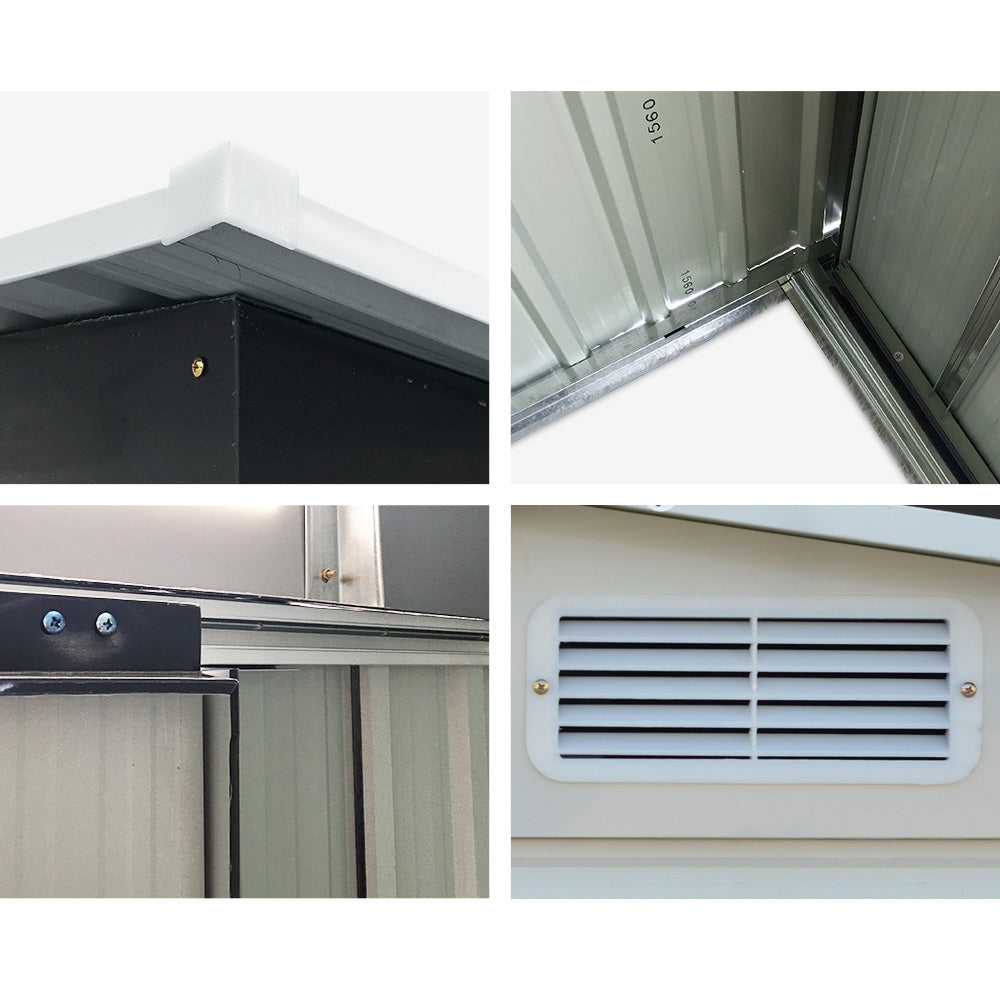 Garden Shed 2.58x2.07M Sheds Outdoor Storage Workshop Metal Shelter Sliding Door