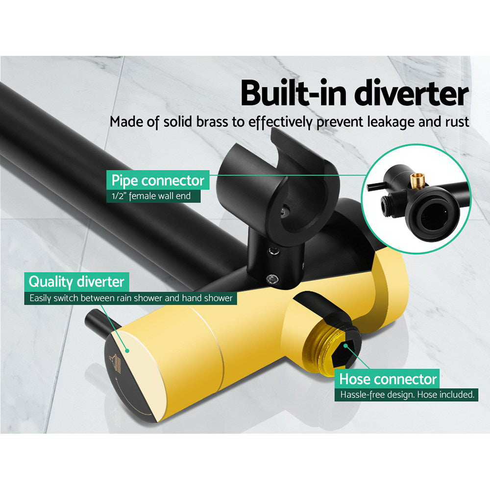 9 Rain Shower Head Set Handheld Round High Pressure Black