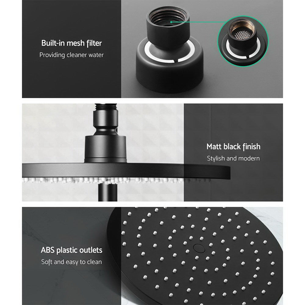 9 Rain Shower Head Set Handheld Round High Pressure Mixer Tap Black