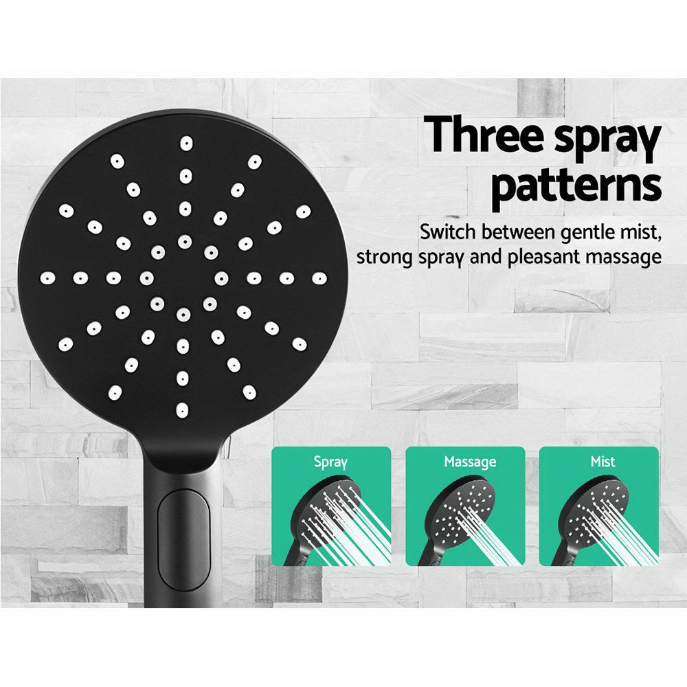 9 Rain Shower Head Set Handheld Round High Pressure Mixer Tap Black