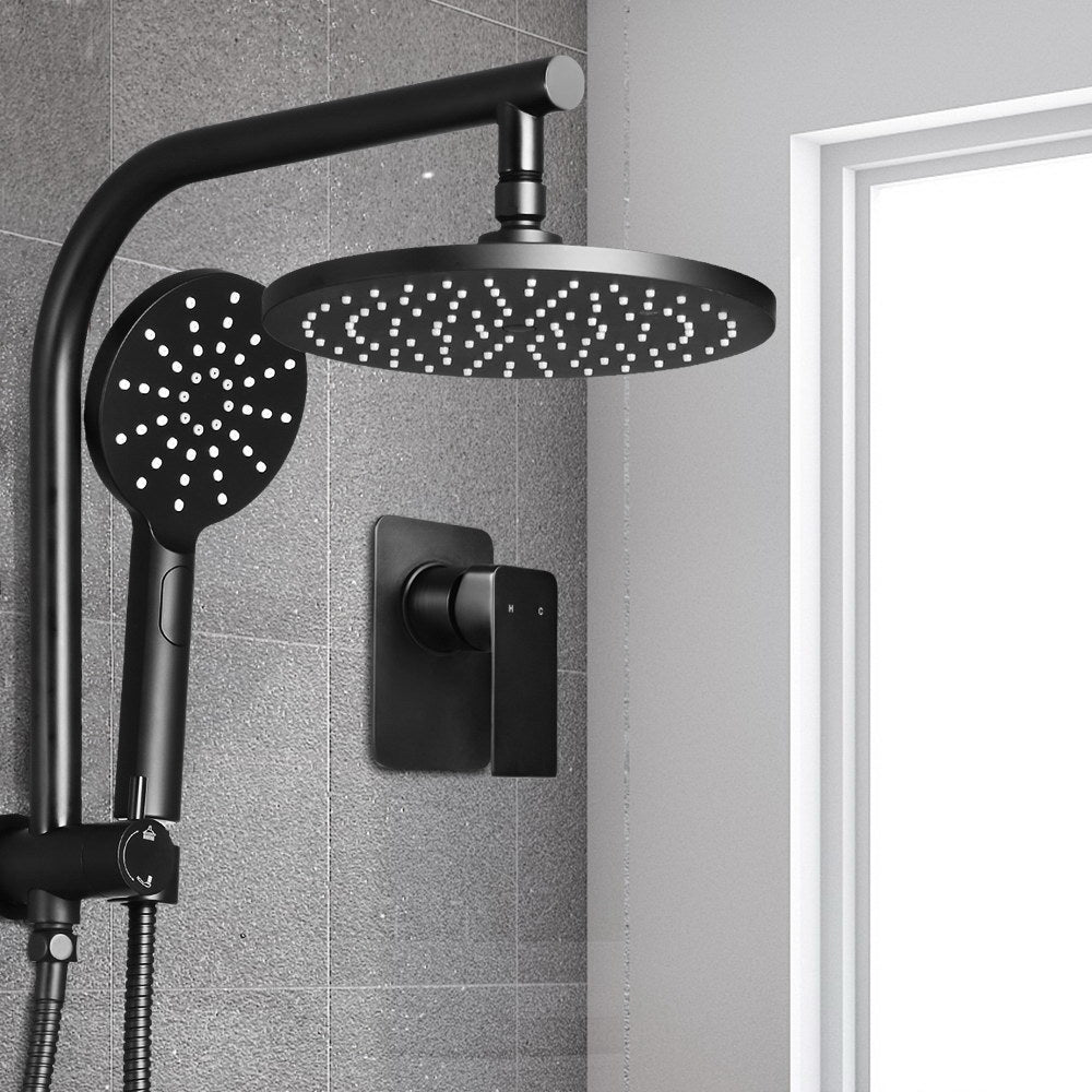 9 Rain Shower Head Set Handheld Round High Pressure Mixer Tap Black