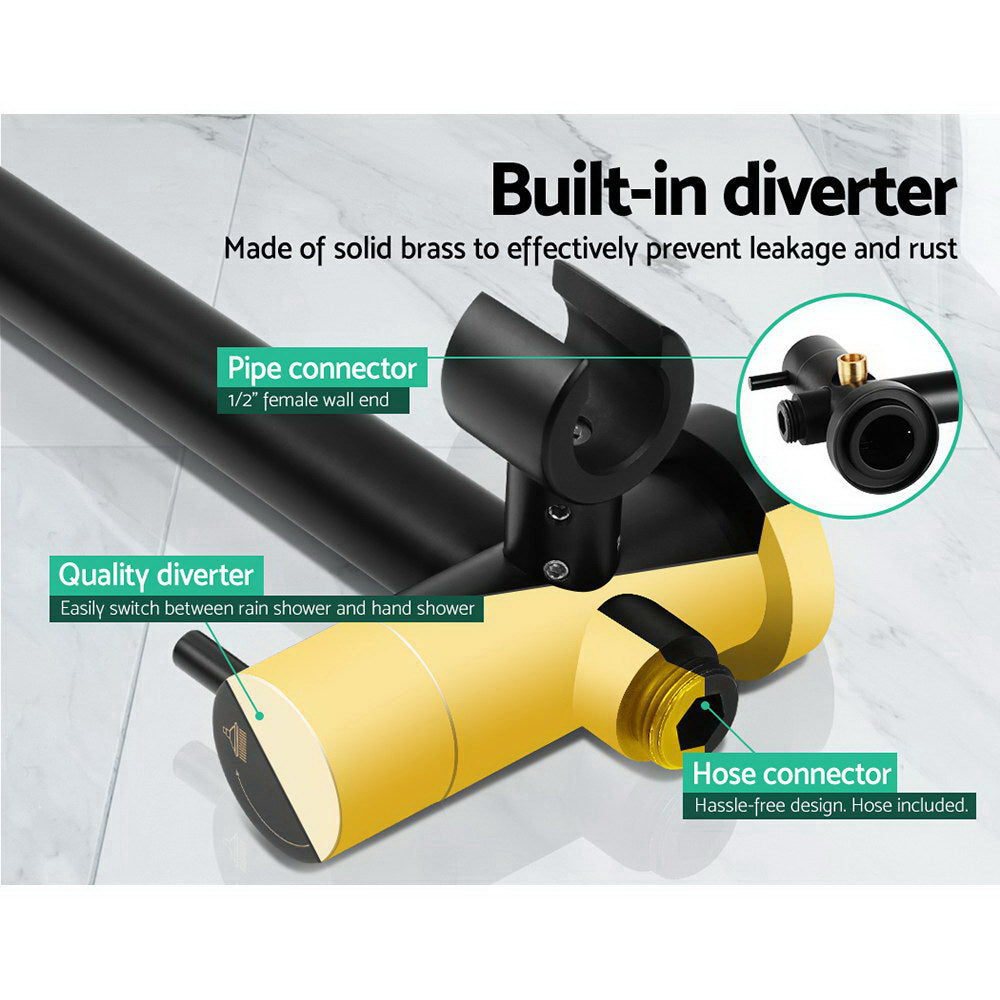 9 Rain Shower Head Set Handheld Round High Pressure Twins Tap Black