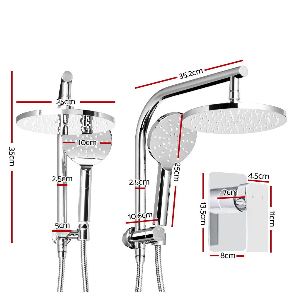 9 Rain Shower Head Set Handheld Round High Pressure Mixer Tap Chrome
