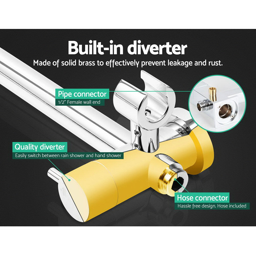 9 Rain Shower Head Set Handheld Round High Pressure Twins Tap Chome