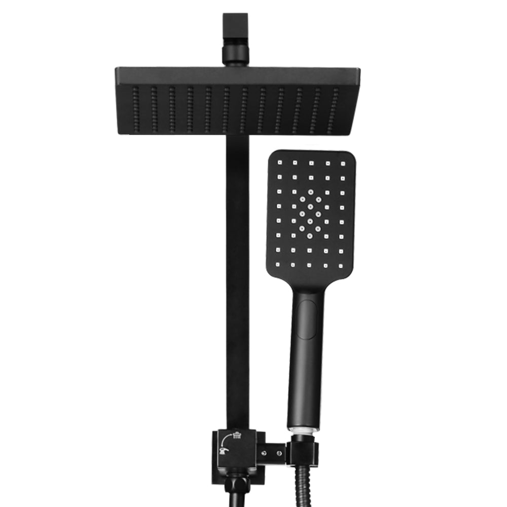 8 Rain Shower Head Set Handheld Square High Pressure Black