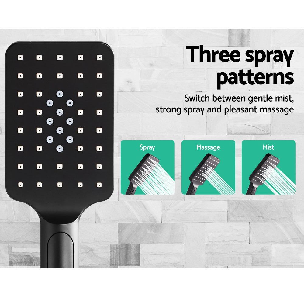 8 Rain Shower Head Set Handheld Square High Pressure Black