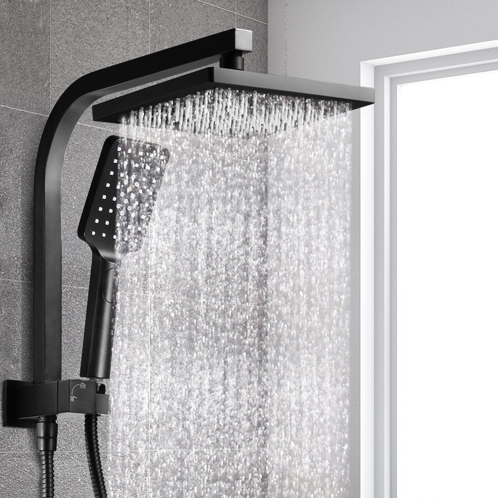 8 Rain Shower Head Set Handheld Square High Pressure Black