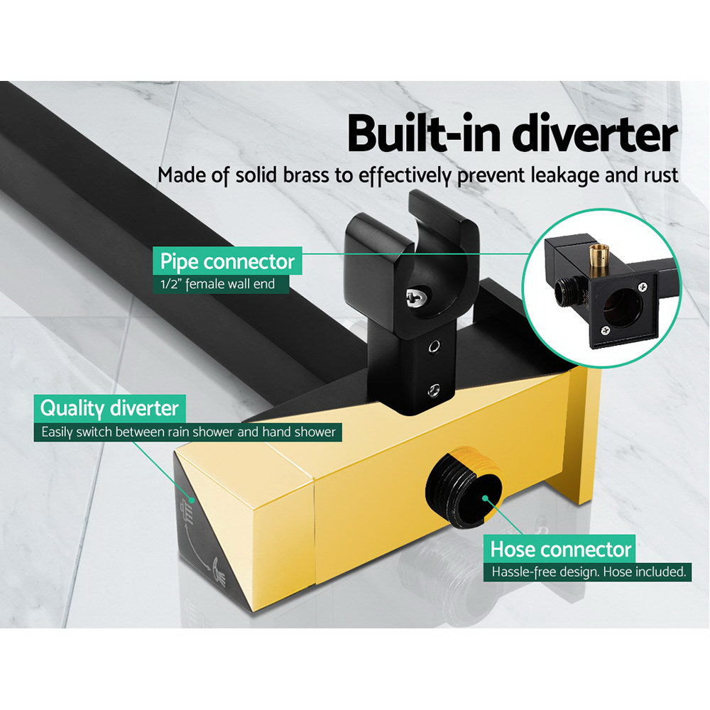 8 Rain Shower Head Set Handheld Square High Pressure Mixer Tap Black